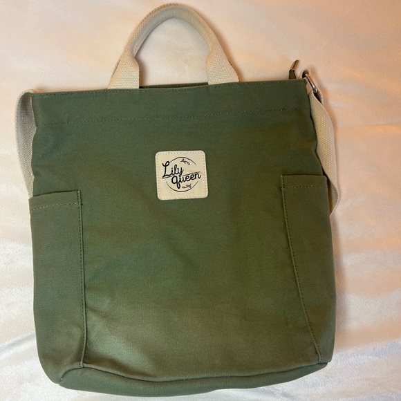 Lily Queen Canvas Bag Crossbody with Handles Olive Green - Picture 1 of 7